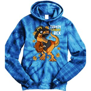 Thanksgiving Turkey Saurus T Rex Dinosaur Funny Gift Tie Dye Hoodie