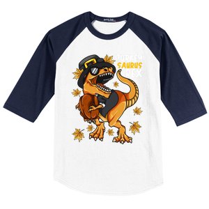 Thanksgiving Turkey Saurus T Rex Dinosaur Funny Gift Baseball Sleeve Shirt