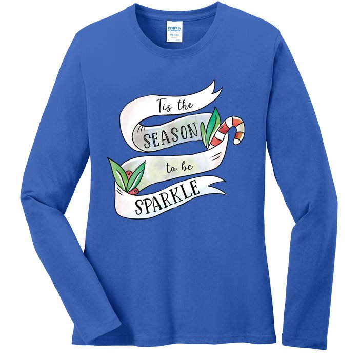 Tis The Season To Holiday Cute Fun Ribbon Great Gift Ladies Long Sleeve Shirt