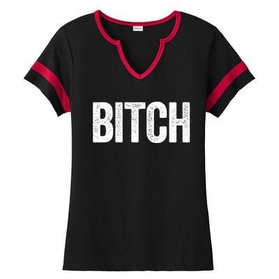 Text That Says Bitch Nasty Funny Him And Her Couples Great Gift Ladies Halftime Notch Neck Tee