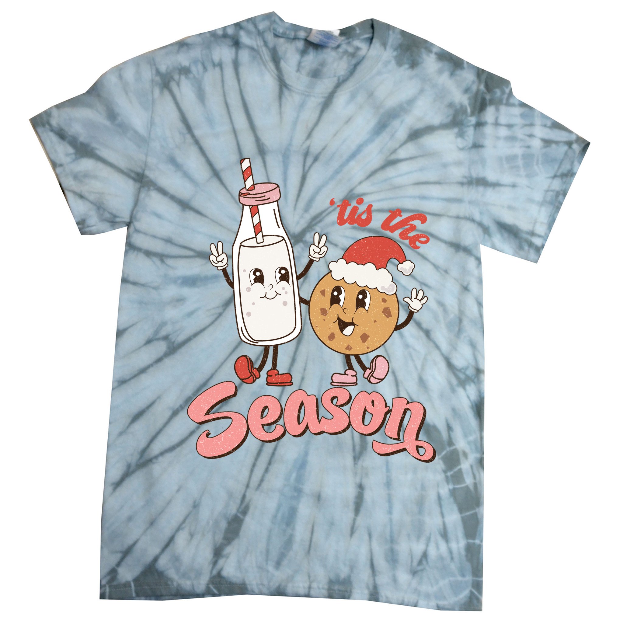 Tis The Season Christmas Santa Cookie Tie-Dye T-Shirt