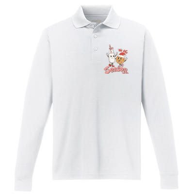 Tis The Season Christmas Santa Cookie Performance Long Sleeve Polo