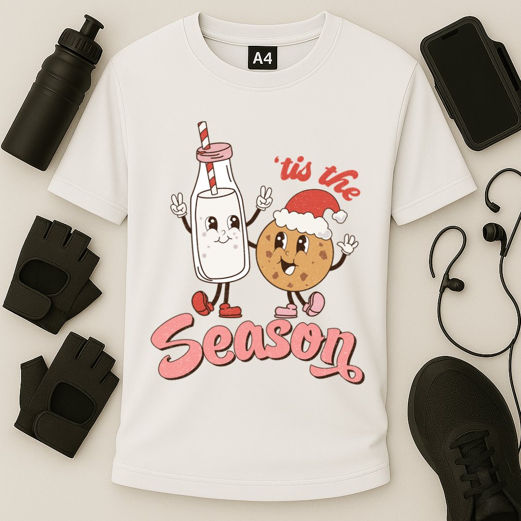 Tis The Season Christmas Santa Cookie Cooling Performance Crew T-Shirt
