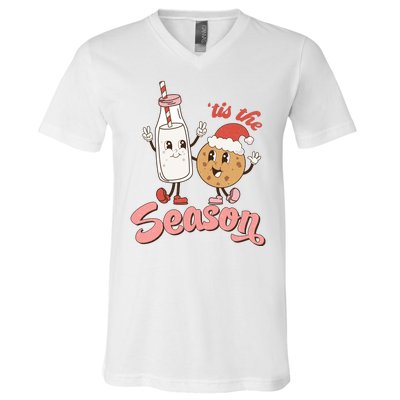 Tis The Season Christmas Santa Cookie V-Neck T-Shirt