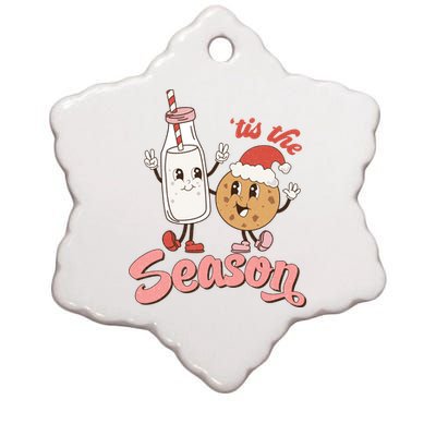 Tis The Season Christmas Santa Cookie Ceramic Star Ornament