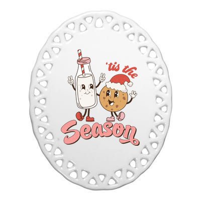 Tis The Season Christmas Santa Cookie Ceramic Oval Ornament