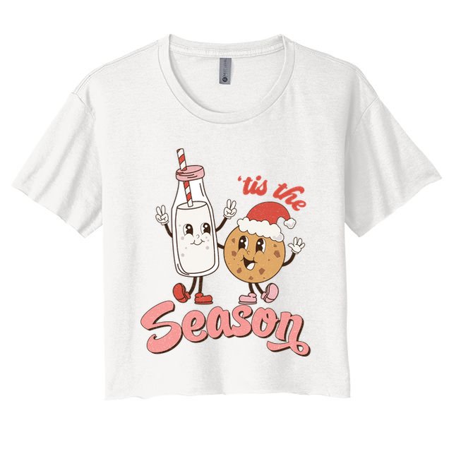 Tis The Season Christmas Santa Cookie Crop Top