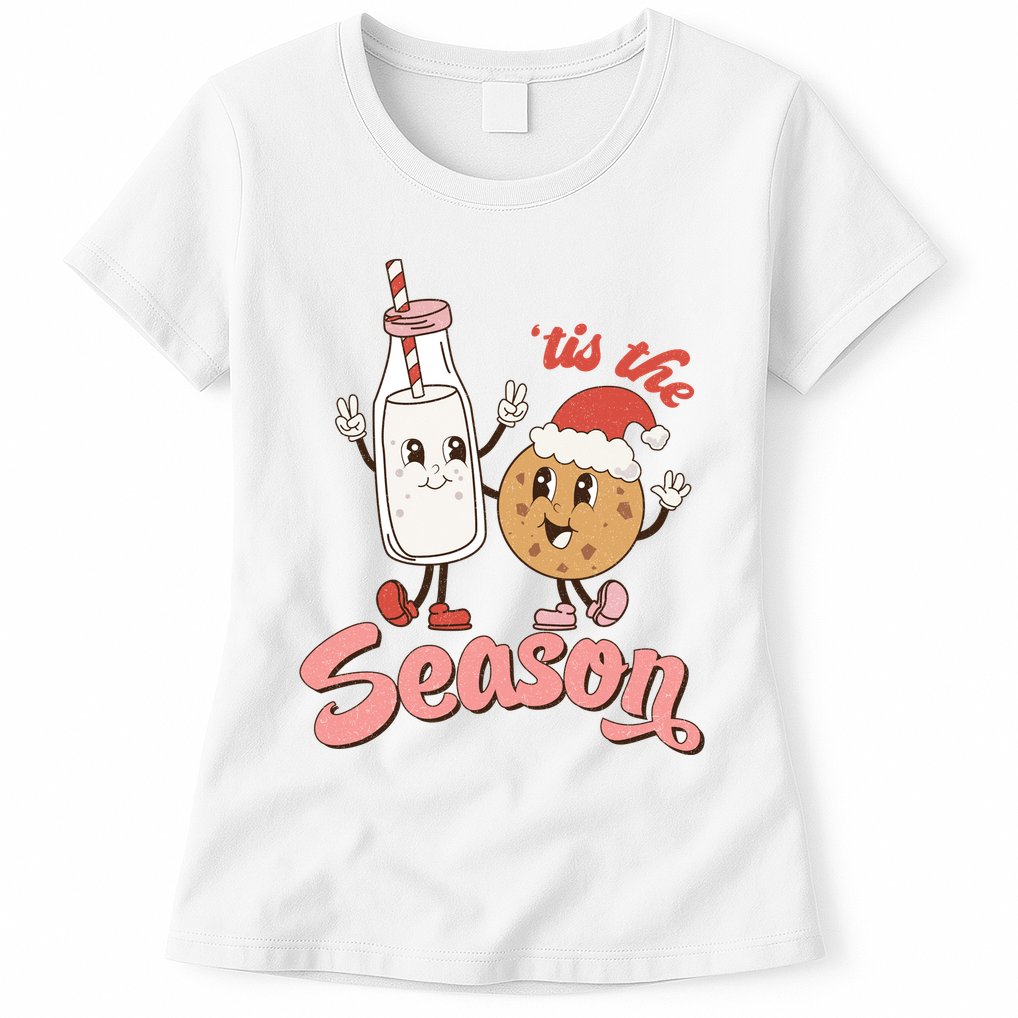 Tis The Season Christmas Santa Cookie Womens T-Shirt