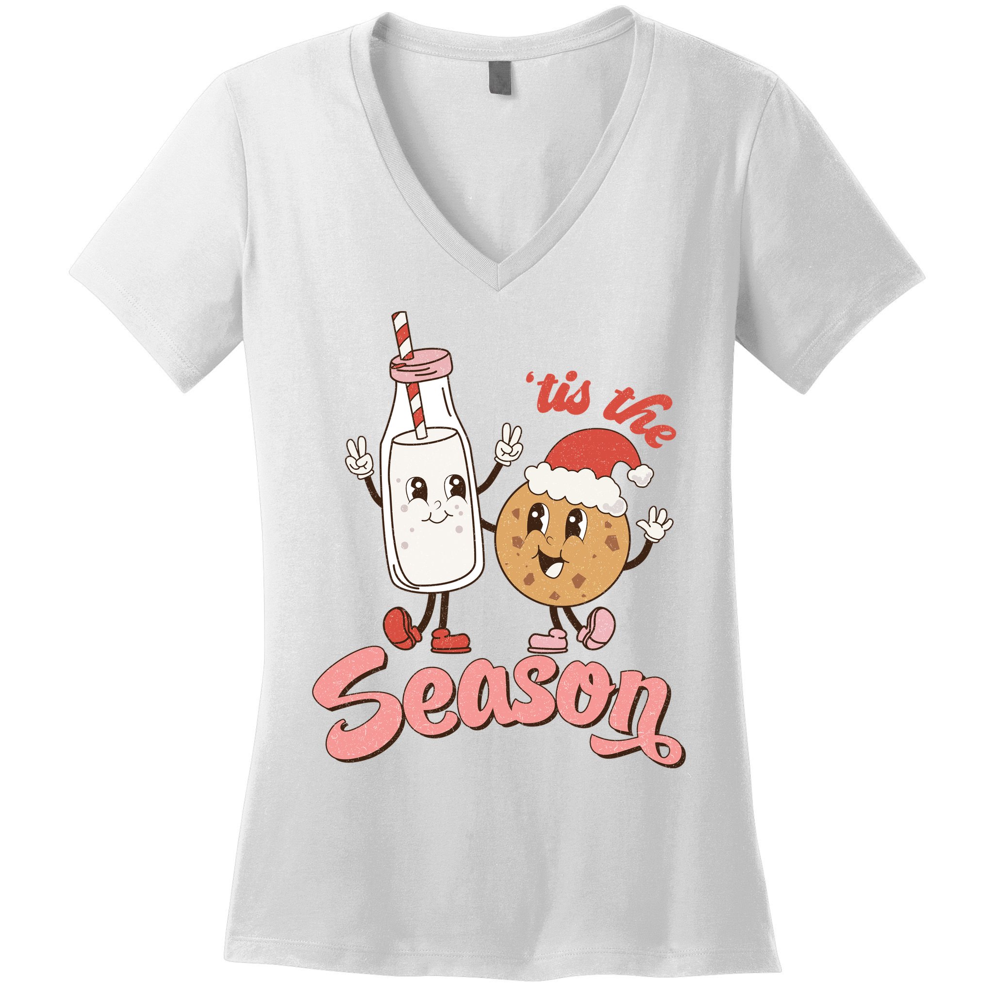 Tis The Season Christmas Santa Cookie Women's V-Neck T-Shirt