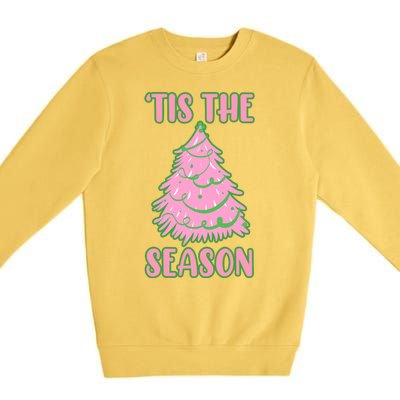 Tis The Season Pink Christmas Tree Premium Crewneck Sweatshirt