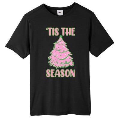 Tis The Season Pink Christmas Tree Tall Fusion ChromaSoft Performance T-Shirt