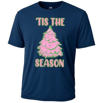 Tis The Season Pink Christmas Tree Cooling Performance Crew T-Shirt