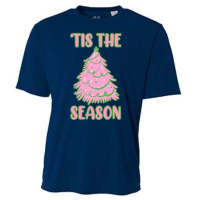 Tis The Season Pink Christmas Tree Cooling Performance Crew T-Shirt