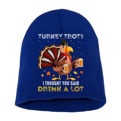 Turkey Trot Squad Running Drinking Matching Thanksgiving Short Acrylic Beanie