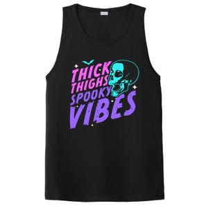 Thick Thighs Spooky Vibes Funny Halloween Skull Pastel Goth Gift PosiCharge Competitor Tank