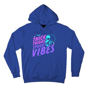 Thick Thighs Spooky Vibes Funny Halloween Skull Pastel Goth Gift Hoodie