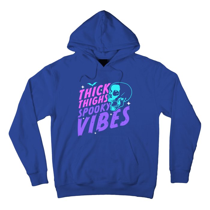 Thick Thighs Spooky Vibes Funny Halloween Skull Pastel Goth Gift Hoodie