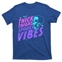 Thick Thighs Spooky Vibes Funny Halloween Skull Pastel Goth Gift T-Shirt