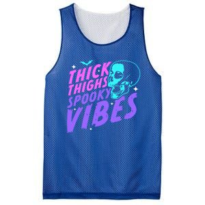 Thick Thighs Spooky Vibes Funny Halloween Skull Pastel Goth Gift Mesh Reversible Basketball Jersey Tank