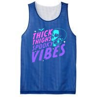 Thick Thighs Spooky Vibes Funny Halloween Skull Pastel Goth Gift Mesh Reversible Basketball Jersey Tank