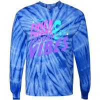 Thick Thighs Spooky Vibes Funny Halloween Skull Pastel Goth Gift Tie-Dye Long Sleeve Shirt