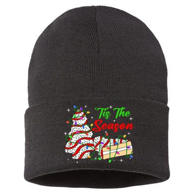 Tis' The Season Christmas  Funny Tree Cakes Debbie Xmas Sustainable Knit Beanie