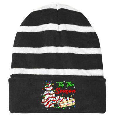 Tis' The Season Christmas  Funny Tree Cakes Debbie Xmas Striped Beanie with Solid Band