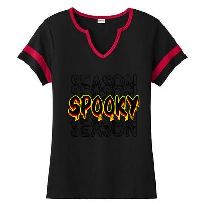 Tis The Season To Be Creepy Retro Halloween Spooky Season Gift Ladies Halftime Notch Neck Tee