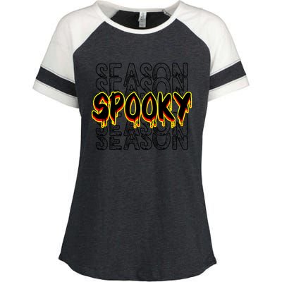 Tis The Season To Be Creepy Retro Halloween Spooky Season Gift Enza Ladies Jersey Colorblock Tee