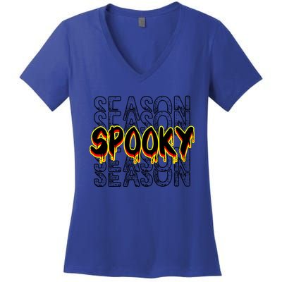 Tis The Season To Be Creepy Retro Halloween Spooky Season Gift Women's V-Neck T-Shirt