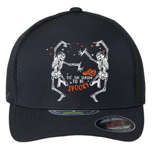 Tis The Season To Be Spooky Fall Halloween Dancing Skeleton Gift Flexfit Unipanel Trucker Cap