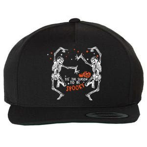 Tis The Season To Be Spooky Fall Halloween Dancing Skeleton Gift Wool Snapback Cap