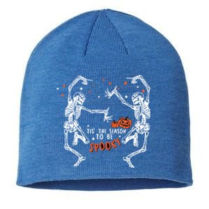 Tis The Season To Be Spooky Fall Halloween Dancing Skeleton Gift Sustainable Beanie