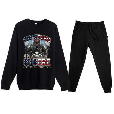 The Trump Storm Is Here Donald Trump 2024 Premium Crewneck Sweatsuit Set