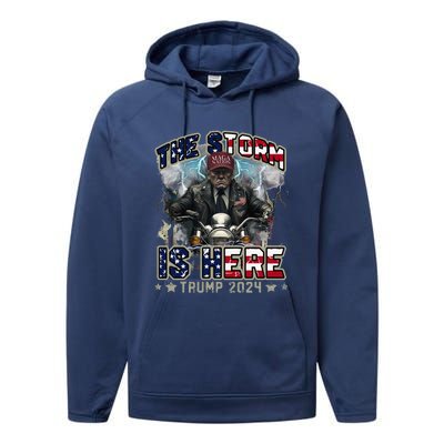 The Trump Storm Is Here Donald Trump 2024 Performance Fleece Hoodie