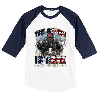 The Trump Storm Is Here Donald Trump 2024 Baseball Sleeve Shirt