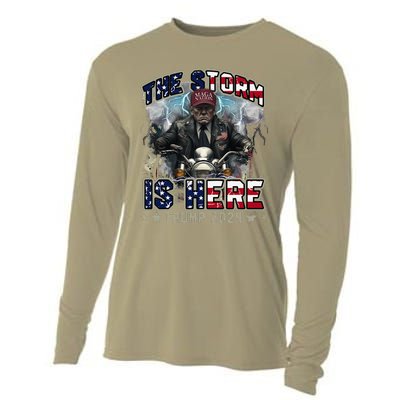 The Trump Storm Is Here Donald Trump 2024 Cooling Performance Long Sleeve Crew