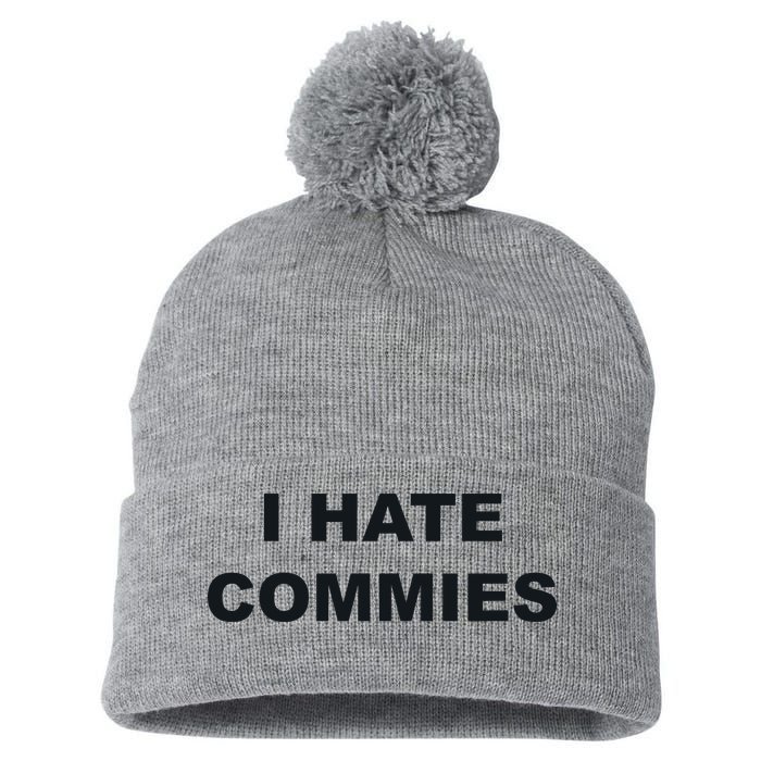Top That Says Hate Commies Anti Commie Communism Sucks Pom Pom 12in Knit Beanie