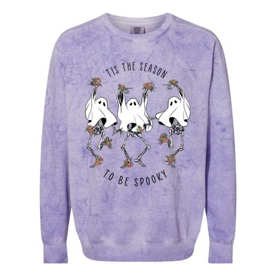 Tis The Season To Be Spooky Skeleton Dancing Halloween Fall Cool Gift Colorblast Crewneck Sweatshirt