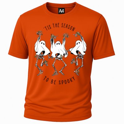 Tis The Season To Be Spooky Skeleton Dancing Halloween Fall Cool Gift Cooling Performance Crew T-Shirt