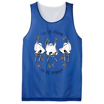 Tis The Season To Be Spooky Skeleton Dancing Halloween Fall Cool Gift Mesh Reversible Basketball Jersey Tank