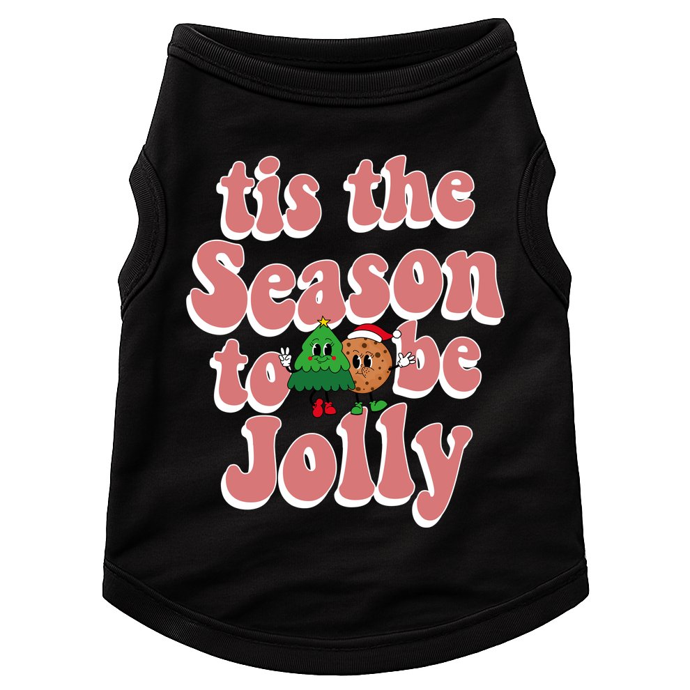 Tis The Season To Be Jolly Cookie Tree Christmas Retro Doggie Tank