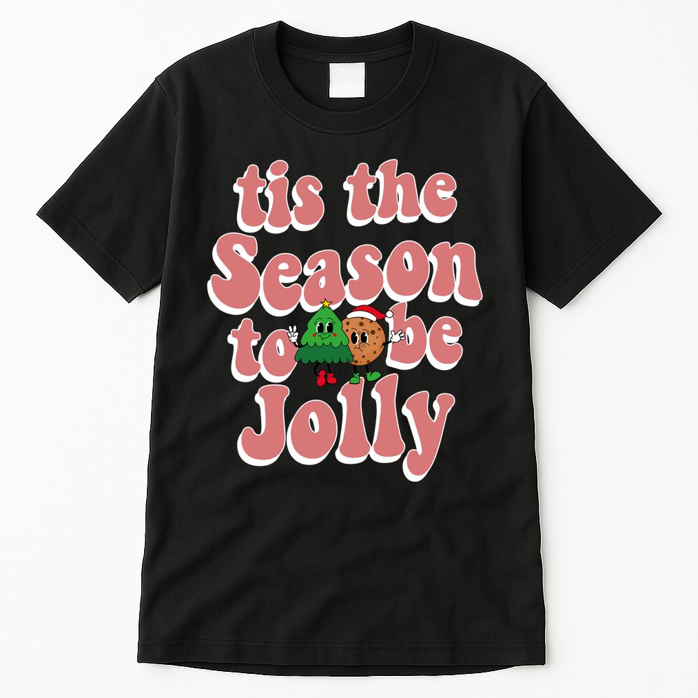 Tis The Season To Be Jolly Cookie Tree Christmas Retro Tall T-Shirt
