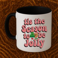 Tis The Season To Be Jolly Cookie Tree Christmas Retro Mug