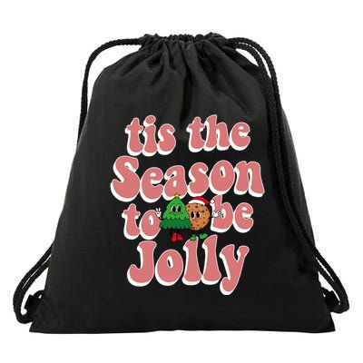 Tis The Season To Be Jolly Cookie Tree Christmas Retro Drawstring Bag