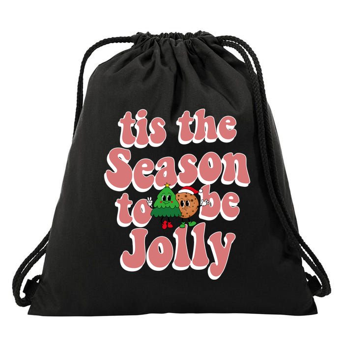 Tis The Season To Be Jolly Cookie Tree Christmas Retro Drawstring Bag