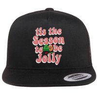 Tis The Season To Be Jolly Cookie Tree Christmas Retro Flat Bill Trucker Hat