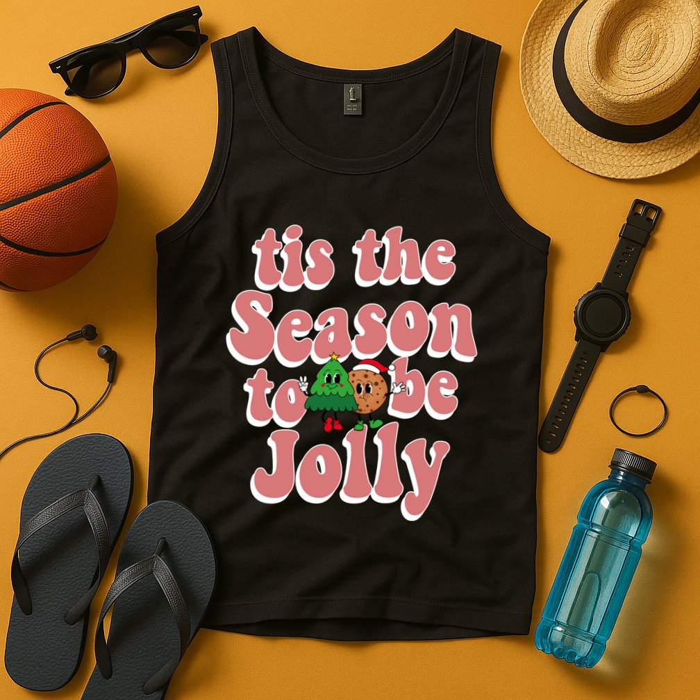 Tis The Season To Be Jolly Cookie Tree Christmas Retro Tank Top