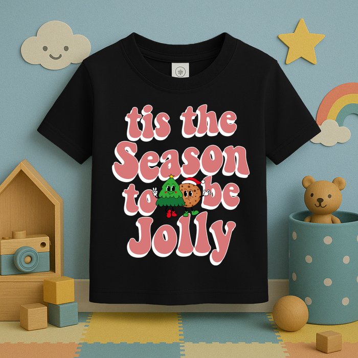 Tis The Season To Be Jolly Cookie Tree Christmas Retro Toddler T-Shirt