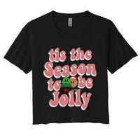 Tis The Season To Be Jolly Cookie Tree Christmas Retro Crop Top